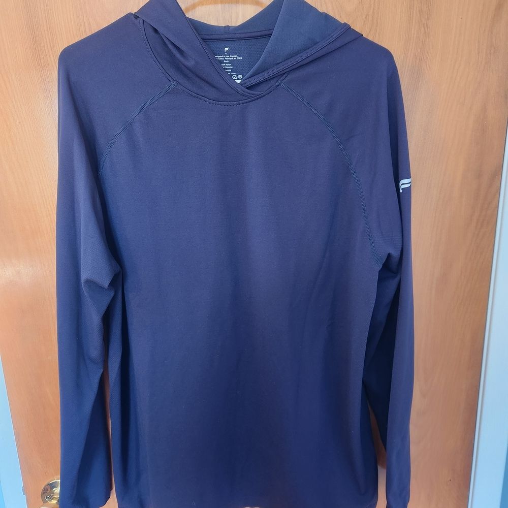 Fabletics Men's Blue Long Sleeve Hooded Shirt